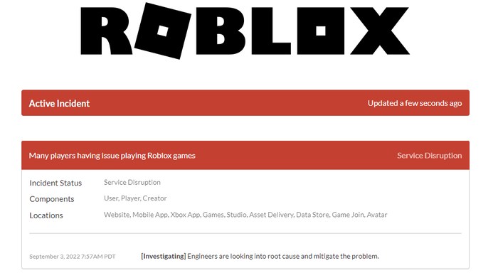 ROBLOX STATUS PAGE